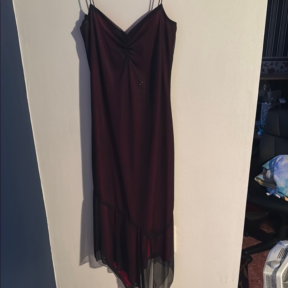 Elegant Black and Red Evening Dress